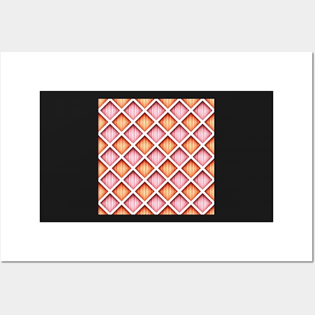 3d Geometric Pattern, Rhombic Harlequin Motif Wall Art by lissantee